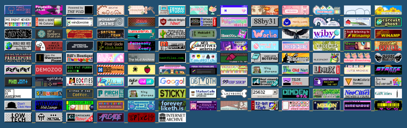 Grid of 88x31 button banners