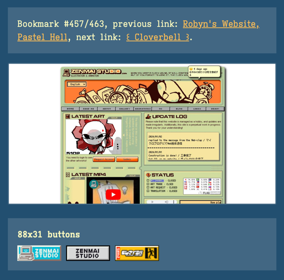 Bookmark meta showing bookmark no of total and links to previous and next bookmarks