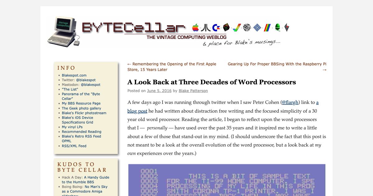 Screenshot of web page.