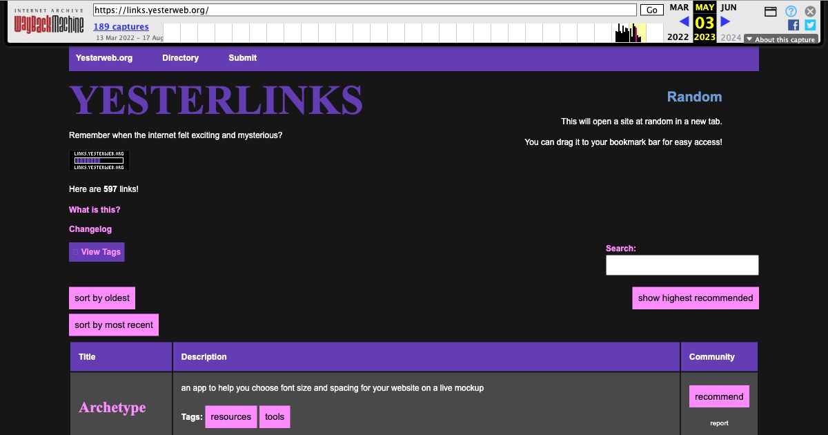 Screenshot of web page.