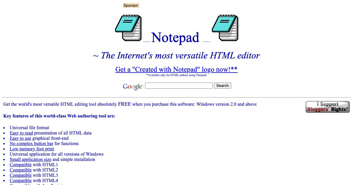 Screenshot of web page.