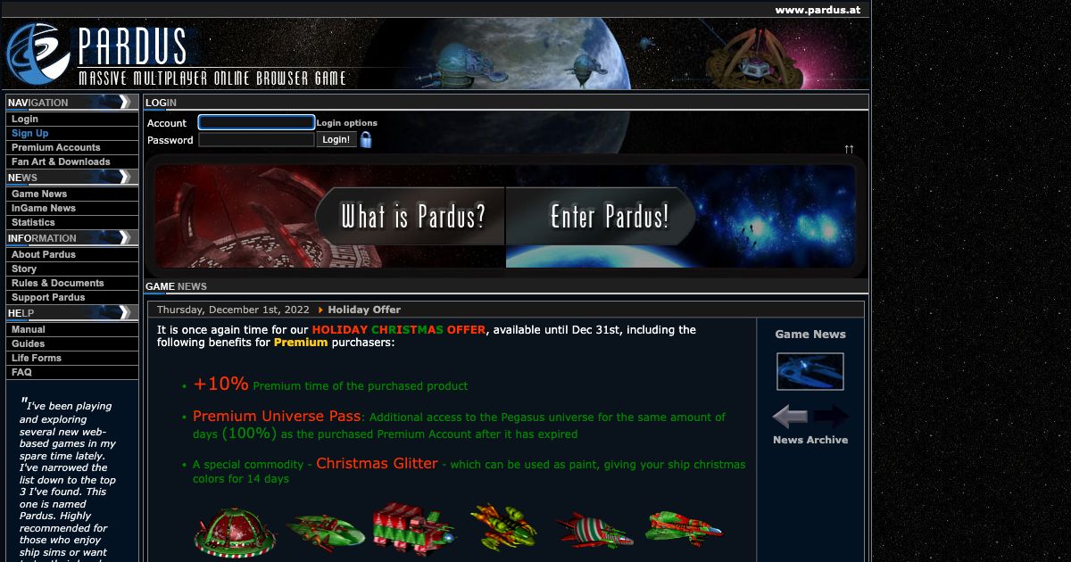 Screenshot of web page.