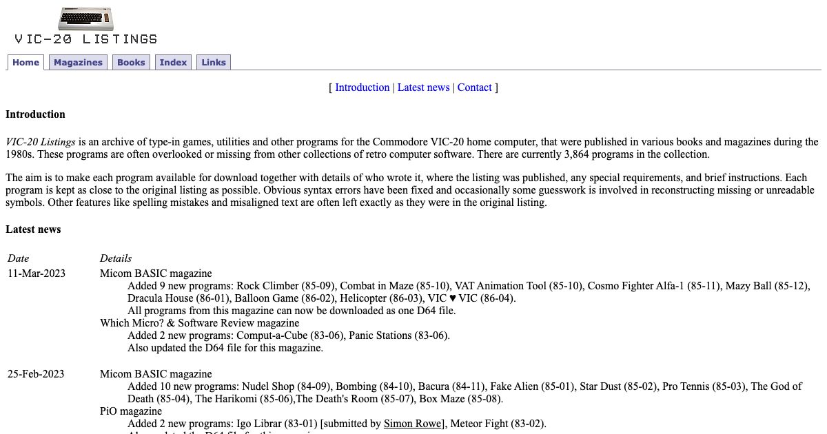 Screenshot of web page.