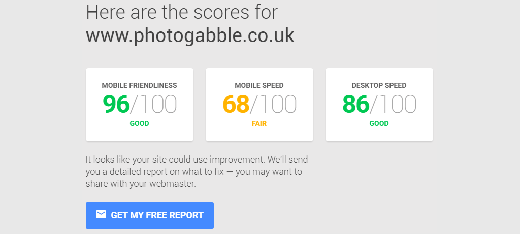 Google Mobile Website Speed Test Tool
